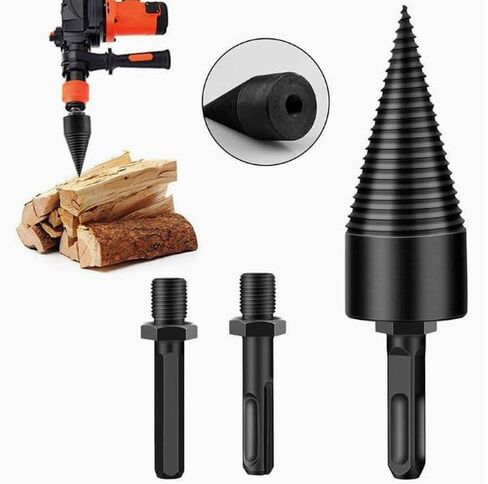 4Pcs 32mm Firewood Log Splitter Drill Bit Set, Heavy Duty Screw Cone Driver, Detachable Wood Splitting Drill Bits with Hex Square Round Shank for Electric Drill in Kuwait