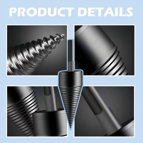 4Pcs 32mm Firewood Log Splitter Drill Bit Set, Heavy Duty Screw Cone Driver, Detachable Wood Splitting Drill Bits with Hex Square Round Shank for Electric Drill in Kuwait