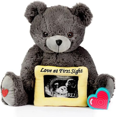 My Baby’s Heartbeat Bear, 20 Second Re-Recordable Voice Recorder Plush Keepsake, 3x5 Ultrasound Frame for Baby’s Heartbeat Memory, Pregnancy (Not a Medical Device), Love White in Kuwait