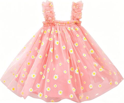 AGQT Baby Girls Tulle Tutu Dress Toddler Princess Birthday Dresses, 9M-4T | Summer Ruffle Sleeve A Line Fancy Cake Smash Outfit, Fairy Formal Party Gowns for Photoshoot, Wedding, Flower Sundress in Saudi Arabia