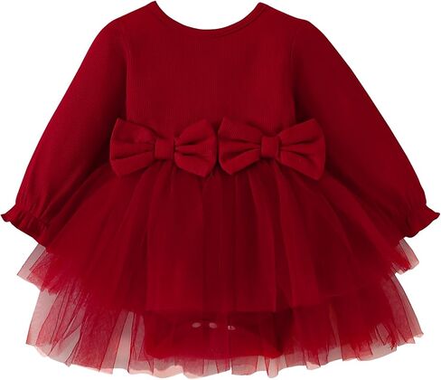 Newborn Baby Girl Romper Tutu Dress Long Sleeve Solid Casual Tulle Dresses Baby Girl Clothes 0-24 Months in Kuwait