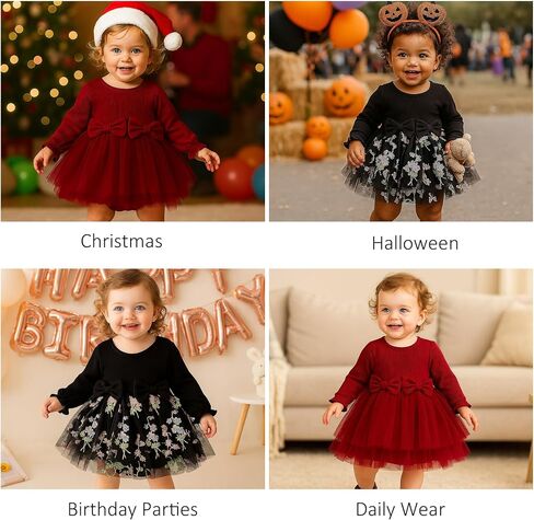 Newborn Baby Girl Romper Tutu Dress Long Sleeve Solid Casual Tulle Dresses Baby Girl Clothes 0-24 Months in Kuwait