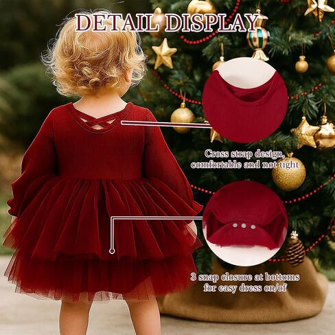 Newborn Baby Girl Romper Tutu Dress Long Sleeve Solid Casual Tulle Dresses Baby Girl Clothes 0-24 Months in Kuwait