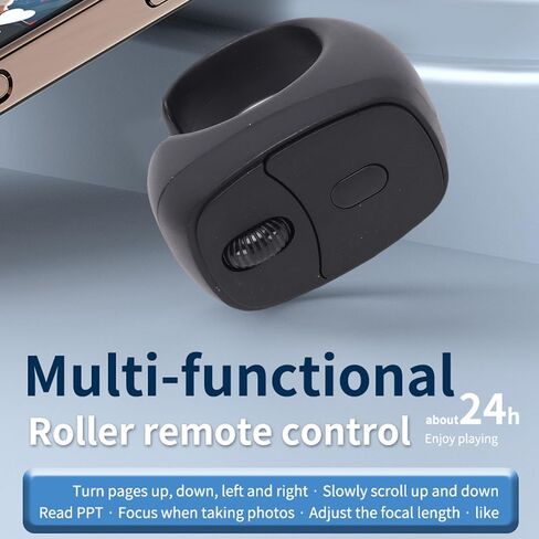 Tangxi Bluetooth Remote Scrolling Ring for Phone, Wireless Page Turner, Bluetooth Camera Video Recording Remote, Compatible with iOS & Android Phone, Tablet (Black) in Saudi Arabia