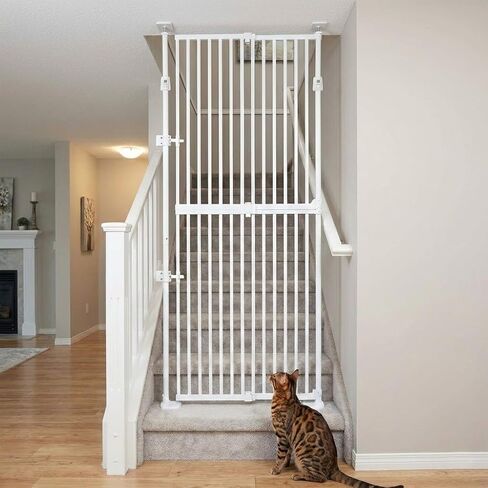 unipaws 75" H Extra Tall Cat Safety Gate, Auto Closing and No Drilling | Fit for 21"-34" Wide and 75"-98" Height Opening, Fit for Doorway Hallway Stairs, Cat Dog Proof, Indoor Use, White in Kuwait