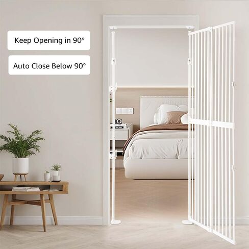 unipaws 75" H Extra Tall Cat Safety Gate, Auto Closing and No Drilling | Fit for 21"-34" Wide and 75"-98" Height Opening, Fit for Doorway Hallway Stairs, Cat Dog Proof, Indoor Use, White in Kuwait