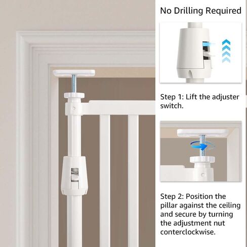 unipaws 75" H Extra Tall Cat Safety Gate, Auto Closing and No Drilling | Fit for 21"-34" Wide and 75"-98" Height Opening, Fit for Doorway Hallway Stairs, Cat Dog Proof, Indoor Use, White in Kuwait