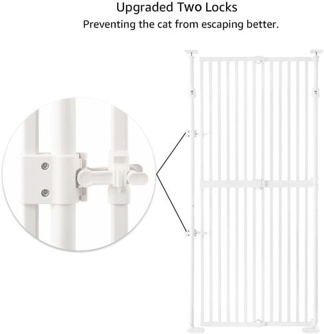 unipaws 75" H Extra Tall Cat Safety Gate, Auto Closing and No Drilling | Fit for 21"-34" Wide and 75"-98" Height Opening, Fit for Doorway Hallway Stairs, Cat Dog Proof, Indoor Use, White in Kuwait