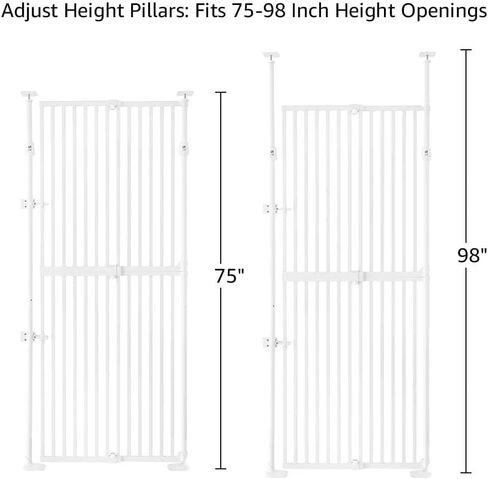 unipaws 75" H Extra Tall Cat Safety Gate, Auto Closing and No Drilling | Fit for 21"-34" Wide and 75"-98" Height Opening, Fit for Doorway Hallway Stairs, Cat Dog Proof, Indoor Use, White in Kuwait