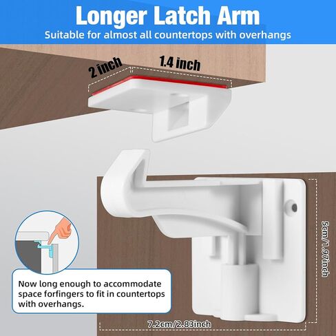 10 Pack Upgraded Invisible Baby Proofing Cabinet Latch Locks - No Drilling or Tools Required, Children Proof Cupboard Drawers Latches, Works with Most Cabinets and Drawers - Adhesive Easy Installation in Kuwait