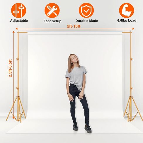 Backdrop Stand for Parties, Banner Stand Photographic Studio Photo Backgrounds 10ft Adjustable Photo Backdrop Stand Kits with a Carrying Bag Photo Backdrop Stand for Birthday/Wedding(Gold) in Kuwait