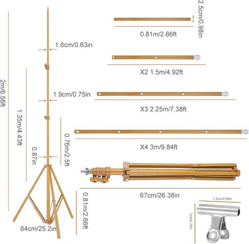Backdrop Stand for Parties, Banner Stand Photographic Studio Photo Backgrounds 10ft Adjustable Photo Backdrop Stand Kits with a Carrying Bag Photo Backdrop Stand for Birthday/Wedding(Gold) in Kuwait