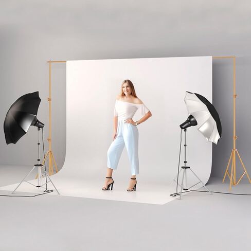Backdrop Stand for Parties, Banner Stand Photographic Studio Photo Backgrounds 10ft Adjustable Photo Backdrop Stand Kits with a Carrying Bag Photo Backdrop Stand for Birthday/Wedding(Gold) in Kuwait