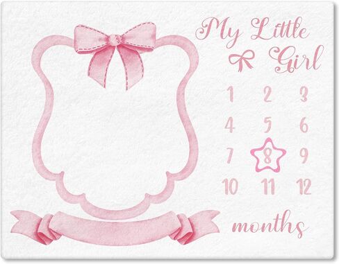Trendy Pink Bow Coquette Baby Milestone Blanket Coquette Flannel Blanket Newborn Infant Swaddle Growth Baby Frame for Boys Girls Nursery (Bow, Pink) in Kuwait