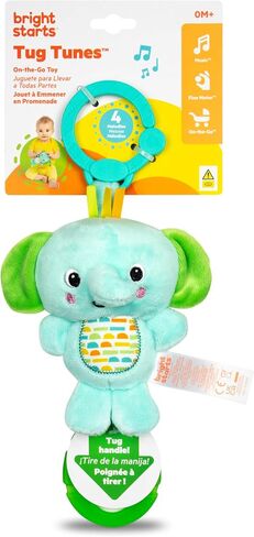 Bright Starts Tug Tunes On-the-Go Toy for Stroller and Carriers - Elephant - Unisex, Newborn + in Kuwait