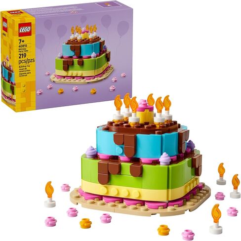 LEGO Birthday Party Cake - Building Toy for Boys & Girls, Ages 7+ - Birthday Decoration with 10 Candle Accessories - Craft for Kids - 40815 in Kuwait