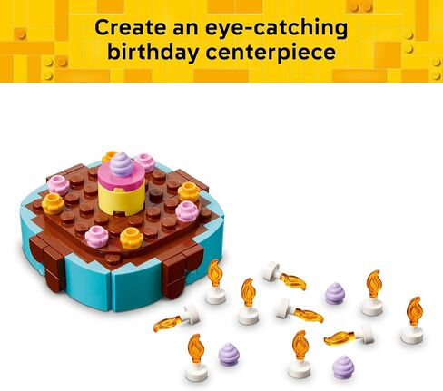 LEGO Birthday Party Cake - Building Toy for Boys & Girls, Ages 7+ - Birthday Decoration with 10 Candle Accessories - Craft for Kids - 40815 in Kuwait
