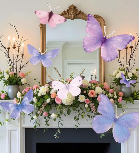 Butterfly Decorations 12PCS Large Butterfly Wall Decor Large Butterfly Decor for Birthday Baby Shower Fairy Tea Spring Party Supplies Home (Multi) in Kuwait