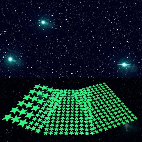 MOJOTORY Glow in The Dark Star Stickers for Ceiling | Luminous Adhesive Wall Decals, Bright & Long-Lasting, Perfect for Bedroom, Kids Room, Nursery Decor, Easy Peel & Stick in Kuwait