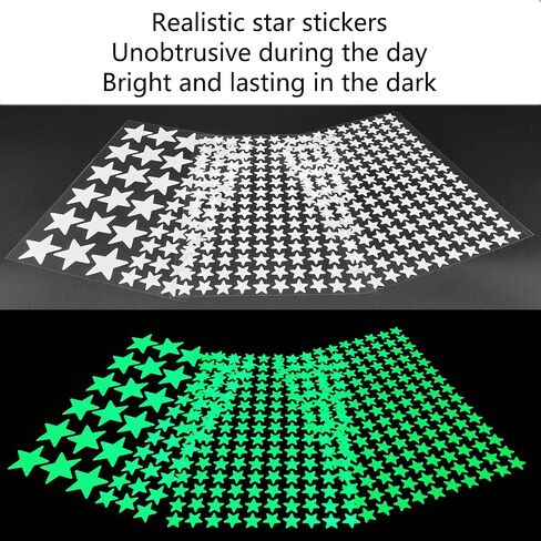 MOJOTORY Glow in The Dark Star Stickers for Ceiling | Luminous Adhesive Wall Decals, Bright & Long-Lasting, Perfect for Bedroom, Kids Room, Nursery Decor, Easy Peel & Stick in Kuwait