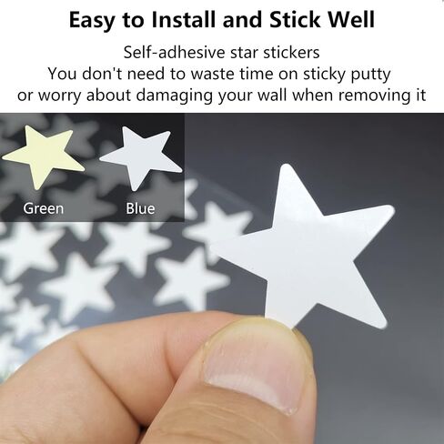 MOJOTORY Glow in The Dark Star Stickers for Ceiling | Luminous Adhesive Wall Decals, Bright & Long-Lasting, Perfect for Bedroom, Kids Room, Nursery Decor, Easy Peel & Stick in Kuwait