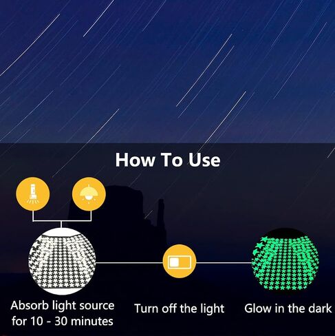 MOJOTORY Glow in The Dark Star Stickers for Ceiling | Luminous Adhesive Wall Decals, Bright & Long-Lasting, Perfect for Bedroom, Kids Room, Nursery Decor, Easy Peel & Stick in Kuwait
