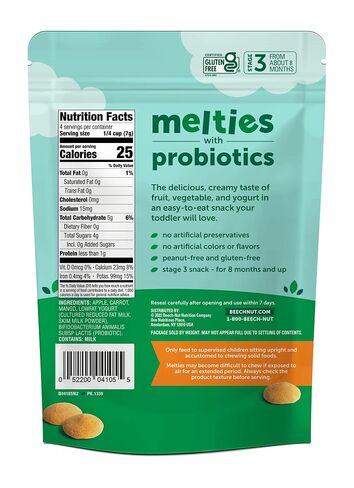 Beech-Nut Probiotic Melties Baby & Toddler Snack Melts, Apple Carrot Mango Yogurt, 1 oz (7 Pack) in Kuwait