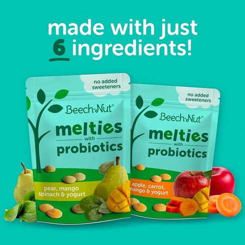 Beech-Nut Probiotic Melties Baby & Toddler Snack Melts, Apple Carrot Mango Yogurt, 1 oz (7 Pack) in Kuwait
