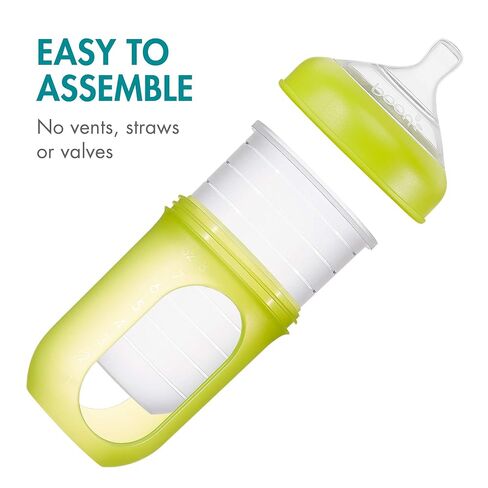 Boon Nursh Reusable Replacement Pouch with Collapsible Silicone Pouch Design - Everyday Baby Essentials - Stage 2 Medium Flow Baby Bottles - Gray - 8 Oz in Kuwait