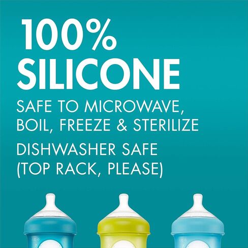 Boon Nursh Reusable Replacement Pouch with Collapsible Silicone Pouch Design - Everyday Baby Essentials - Stage 2 Medium Flow Baby Bottles - Gray - 8 Oz in Kuwait