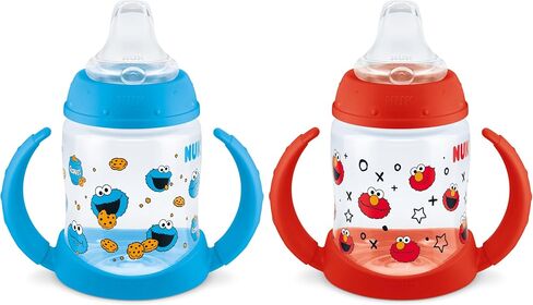 NUK Learner Cup, 5oz, Pack of 2, Sesame Street, Elmo and Cookie Monster – Soft Spout, Easy-Grip Handles, BPA Free, Spill Proof Transition Sippy Cup in Kuwait