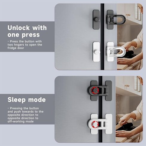 2 Pack Child Proof Refrigerator Lock with Sticky Adhesive Pads, kids Safety Locks for Doors, RV Refrigerator, Oven Lock Safety Baby Cabinet Locks, Black in Kuwait