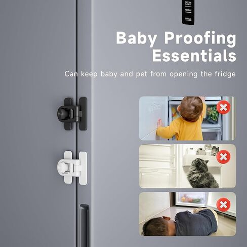 2 Pack Child Proof Refrigerator Lock with Sticky Adhesive Pads, kids Safety Locks for Doors, RV Refrigerator, Oven Lock Safety Baby Cabinet Locks, Black in Kuwait