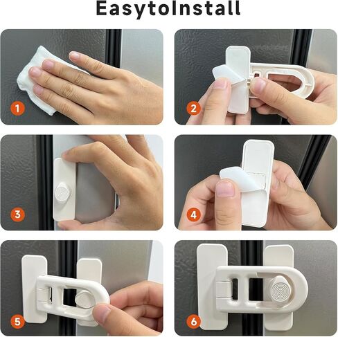 2 Pack Child Proof Refrigerator Lock with Sticky Adhesive Pads, kids Safety Locks for Doors, RV Refrigerator, Oven Lock Safety Baby Cabinet Locks, Black in Kuwait