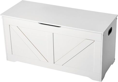 VEVOR Kids Storage Bench, Wooden Toy Box Chest, Large Storage Cabinet with Safety Hinge, Toddlers Storage Bench for Playroom, Living Room or Entryway, Easy Assembly, 38.98 x 15.55 x 18.9 in, White in Kuwait