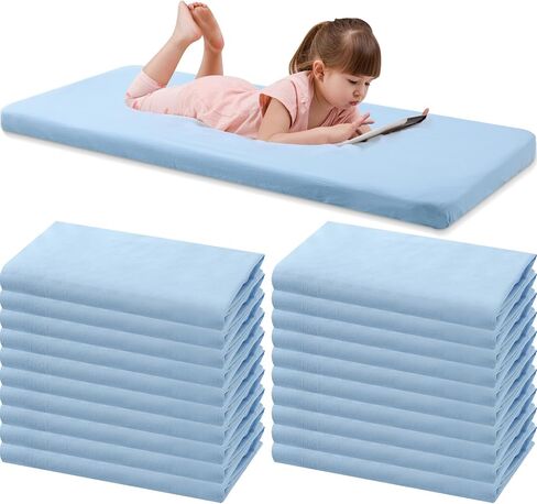 VitalCozy 20 Pack Baby Crib Sheets for Boys and Girls, Fitted Cotton Daycare Crib Sheets, Breathable Microfiber Toddler Bed Mat Sheet for Standard Mattress Daycare Nap Mat, 24 x 48 Inch(Light Color) in Kuwait