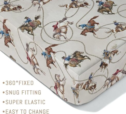 Vintage Cowboy Life Baby Crib Sheets for Boy Girl Country Western Cowboys Horse Soft Snug Fitted Crib Mattress Covers Fit 52''x28'' Standard Crib & Toddler Mattress Wild West Nursery Bed Sheets in Kuwait