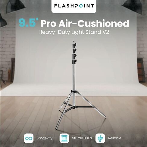 Pro Air-Cushioned Heavy-Duty Light Stand (Chrome, 9.5') in Kuwait
