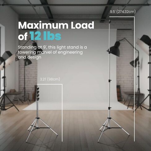 Pro Air-Cushioned Heavy-Duty Light Stand (Chrome, 9.5') in Kuwait