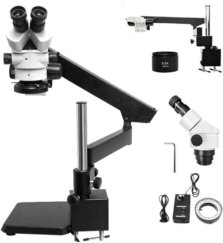 Professional LCD Digital Trinocular Stereo Zoom Microscope with Boom-Arm Stand, 7X-45X & 7X-90X Continuous Zoom Magnification, HD Imaging for Jewelry Making HH-MH04A in Kuwait