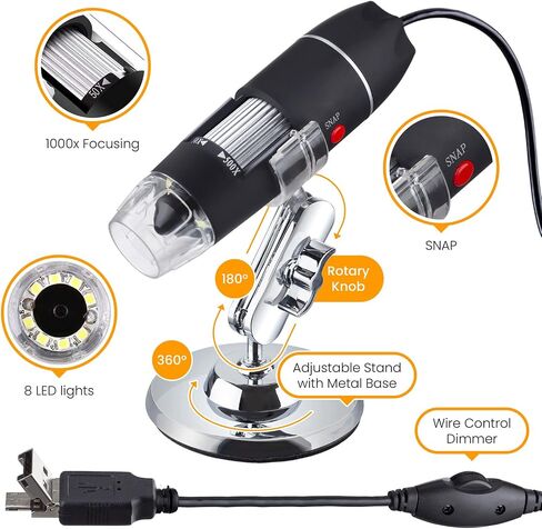 AmScope B120 Series Student & Professional Binocular Compound Microscope - 40X-2500X Magnification - Includes 3D Stage, Tweezers, 25-Piece Prepared Slides Set & Handheld Multi-USB Digital Microscope in Kuwait
