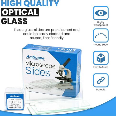 AmScope B120 Series Student & Professional Binocular Compound Microscope - 40X-2500X Magnification - Includes 3D Stage, Tweezers, 25-Piece Prepared Slides Set & Handheld Multi-USB Digital Microscope in Kuwait