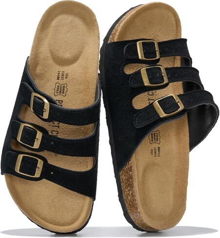 Project Cloud 100% Genuine Leather Summer Slide Sandals for Women (Capri) | Summer Memory Foam & Cork Footbed Beach Vacation Essentials Womens Sandals Comfortable Lightweight Slides for Women Footwear in Saudi Arabia