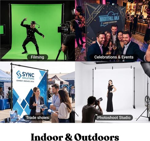Photo Backdrop Stand - 8x8 ft Heavy Duty Banner Holder Adjustable Photography Poster Stand - Height Up to 8x8 ft for Trade Show, Photo Booth, Parties, Wedding, Birthday, Photoshoot Background in Kuwait