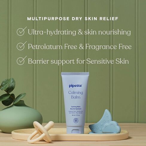 Pipette Calming Balm, 2 Fl Oz (Pack of 2), Multipurpose Dry Skin Relief, Squalane Moisturizer, Fragrance‑Free for Sensitive Skin in Kuwait