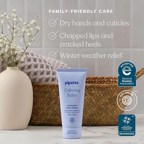 Pipette Calming Balm, 2 Fl Oz (Pack of 2), Multipurpose Dry Skin Relief, Squalane Moisturizer, Fragrance‑Free for Sensitive Skin in Kuwait