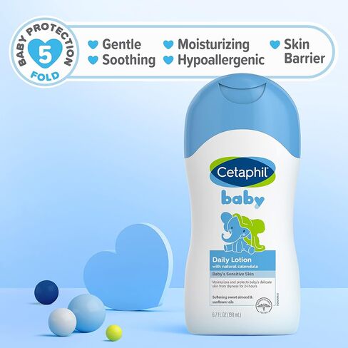 Cetaphil Baby Daily Lotion with Organic Calendula, Hypoallergenic, Sweet Almond & Sunflower Oils,6.7 Fl. Oz (Packaging May Vary) in Kuwait