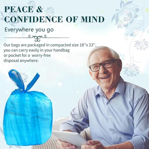 Large Adult Diaper Disposal Bags (18’’x23’’),96 Pcs, Fresh Scented, Elderly Waste Disposal, Baby Diapers Trash Bags, Sanitary Product Disposal at Home and Travel, Blue in Kuwait