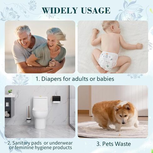 Large Adult Diaper Disposal Bags (18’’x23’’),96 Pcs, Fresh Scented, Elderly Waste Disposal, Baby Diapers Trash Bags, Sanitary Product Disposal at Home and Travel, Blue in Kuwait
