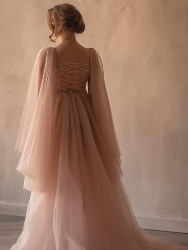 Tulle Robe Maternity Dress for Photoshoot Long Bridal Robe Lace Appliques Pregnancy BabyShower Gowns Lingerie Bathgown in Kuwait